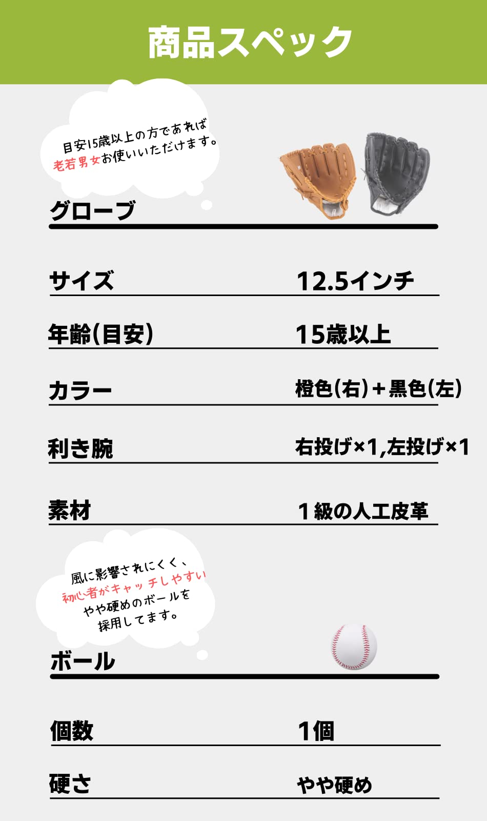 Amazon | PLUSGOODS キャッチボールセット大人用 グローブ2つ 野球
